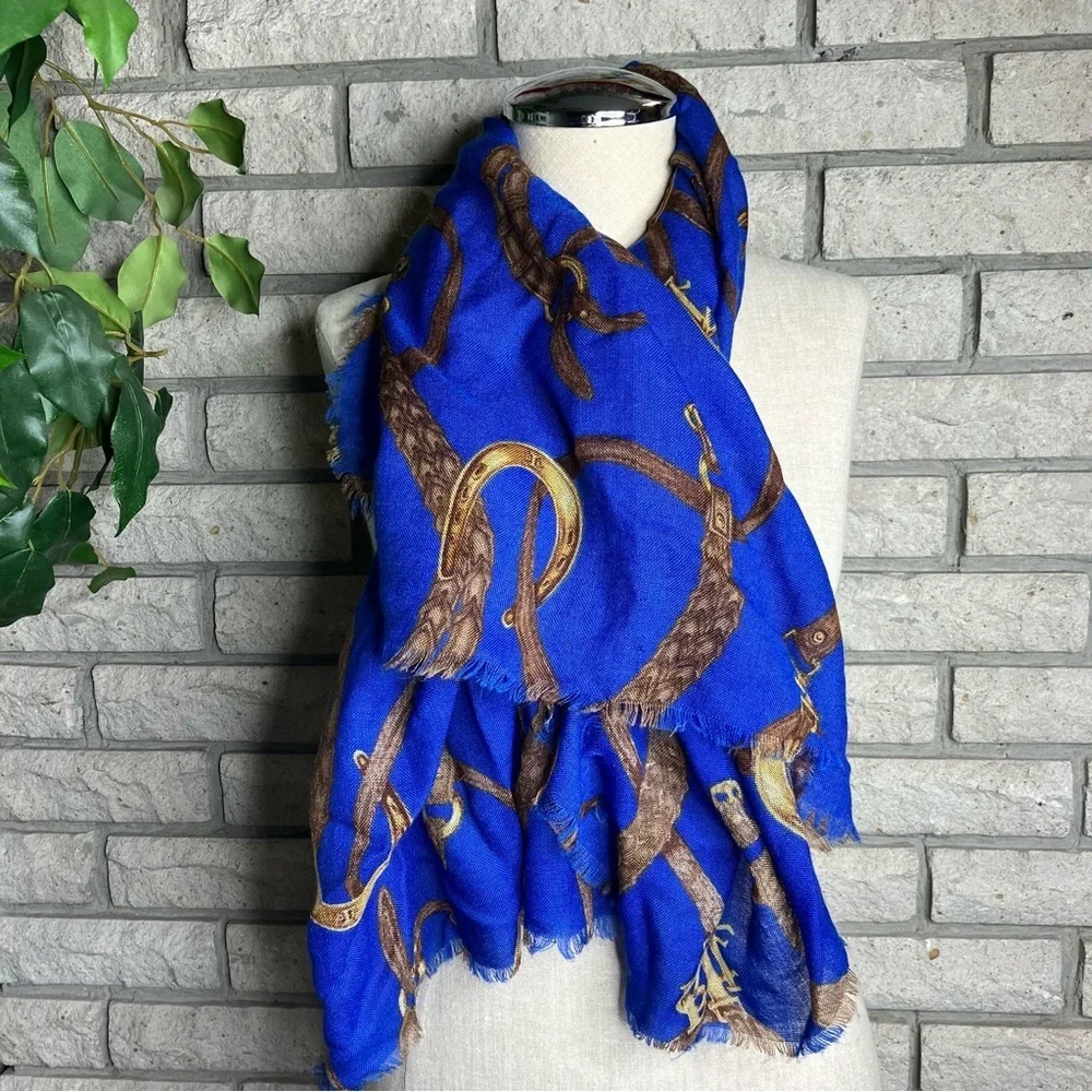 Ralph Lauren Equestrian Horse-bit Wool Wrap Scarf